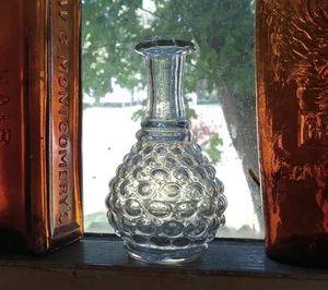 1860s PONTILED 3 PC MOLD BLOWN SMALL HOBNAIL COLOGNE BOTTLE ONLY 3 3/4" - Picture 1 of 6