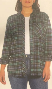 Camisa de franela Gap XXL verde a cuadros calce relajado para mujer nueva con etiquetas, precio de venta sugerido por el fabricante 69,95 USD  - Imagen 1 de 9