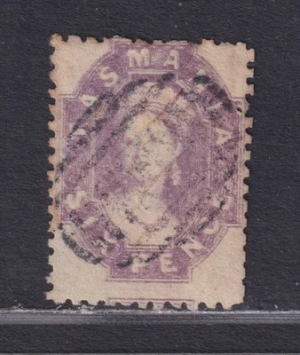 Tasmania Scott 32r Usado 1879 6d Vermelho Lilás Victoria Chalon P111/2 "6" Wmk SCV $45 - Imagem 1 de 2