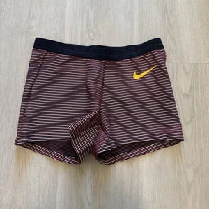 Nike Pro Elite Running Shorts Womens Small Red Black Gold Made in USA AO8486 - Picture 1 of 4