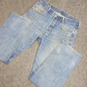 Levis 501 Jeans Herren 36x34 Blau Denim Distressed Boho Straight Fit Button Fly - Bild 1 von 11