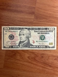 UNITED STATES 2013: Ten Dollars " Hamilton " Series 2013 / E5 Fancy & Low Serial - Picture 1 of 2