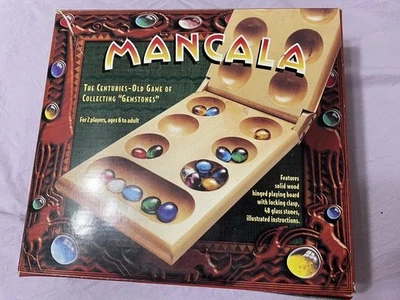 Mancala Family Classic Game by Pressman Real Wood Folding Set Multicolor Stones - Image 1 of 4