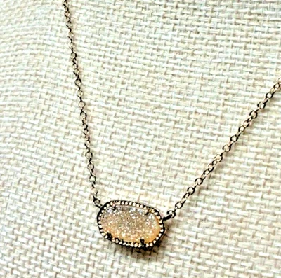 Kendra Scott Elisa Vermeil Pendant Iridescent Drusy Gold Tone Necklace w/Bag L4 - Image 1 of 4