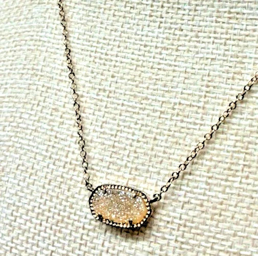 Kendra Scott Elisa Vermeil Pendant Iridescent Drusy Gold Tone Necklace w/Bag L4 - Image 1 of 4