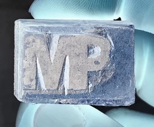 Bloque de impresión de tinta tipográfica MP vintage de metal cobre y madera #R467 - Imagen 1 de 9