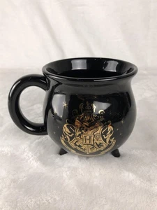 Harry Potter Hogwarts Cauldron Mug Black Gold Crest Ceramic Warner Bros FABNY - Picture 1 of 10