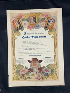 Zeitschriftenanzeige* - 1907 - Quaker Oats Co., Chicago, IL - Weizenbeeren, Hafer, Reis - Bild 1 von 1