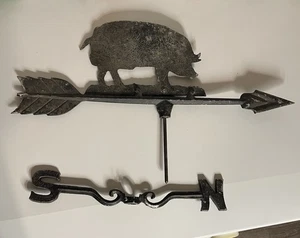 22" Dekorative rustikale Metallguss Aluminium Schwein Wetterfahne Lot/S-N. Pfeil Teile - Bild 1 von 15