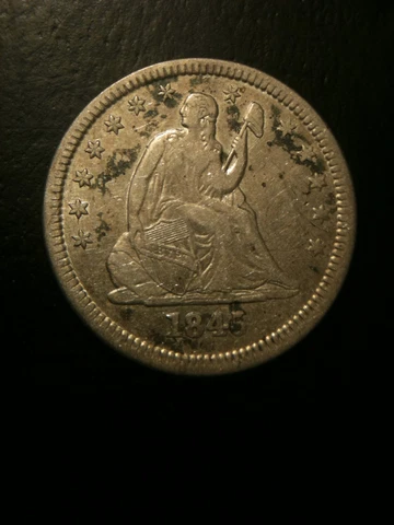 1845 P Seated Liberty Quarter AU 25c Dollar About UNC 25 Cent Eagle Cover