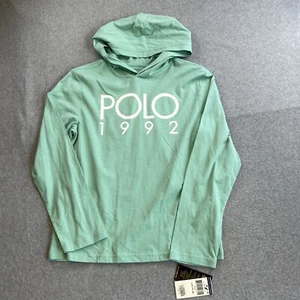 Polo Ralph Lauren Sweater Youth Large 14/16 Green Long Sleeve Hoodie Outdoor - Picture 1 of 12