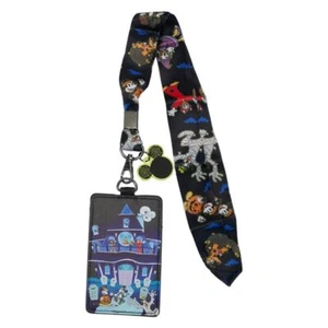 Disney Halloween Lanyard Mickey Mouse Haunted House keychain ID Holder Loungefly - Picture 1 of 3