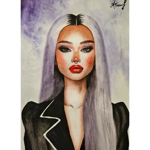 Woman Portrait Painting Original Watercolor Painting Girl Art - Picture 1 of 5
