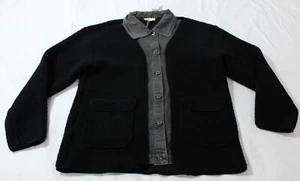 Very J Women's Fleece Denim Contrast Shacket Jacket AN3 Black Small NWT - Picture 1 of 3