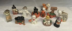 Figuras/ornamentos de Halloween de cerámica vintage de 12 piezas de 2" - Imagen 1 de 11