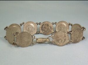 Victoria George Coin Bracelet 3 And 6 Pence Sterling Silver 8 Coins 1897-1941