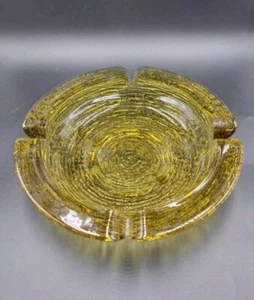 Large Vintage Anchor Hocking Glass Ashtray Soreno Honey Amber Mid Century 8.5" - Picture 1 of 6