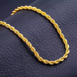 HEAVY 6MM THICK GOLD FILLED 18K Italian Rope necklace 22" chain men man hip - Picture 1 of 7