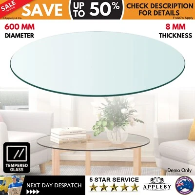 Dining Coffee Table Top Tempered Glass Round 600mm Thickness: 8mm Transparent - image 1 of 4