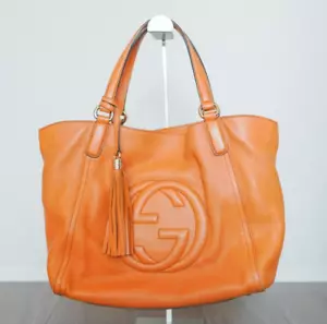Vintage GUCCI Hand tote bag Leather SOHO Calfskin Auth from JAPAN - Picture 1 of 16
