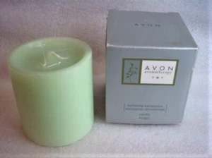 NIB AVON AROMOTHERAPY Nurturing Eucalyptus Scented PILLAR CANDLE 3" x 3" - Picture 1 of 4