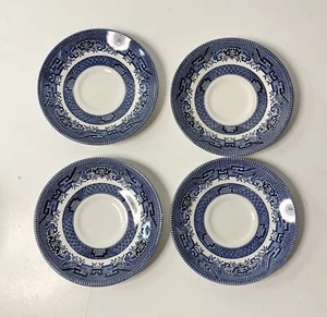 CHURCHILL ENGLAND Blue Willow Set of 4 Coffee Cup Saucers 5.5” - Picture 1 of 4