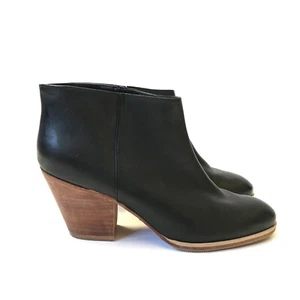 Rachel Comey Stacked Ankle Booties Boots Womens 9 Black Leather Wood Block Heel - Picture 1 of 10