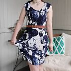 Vintage Y2k 2000S Dress White Blue Bodycon Cocktail Butterfly Print Size 10-14