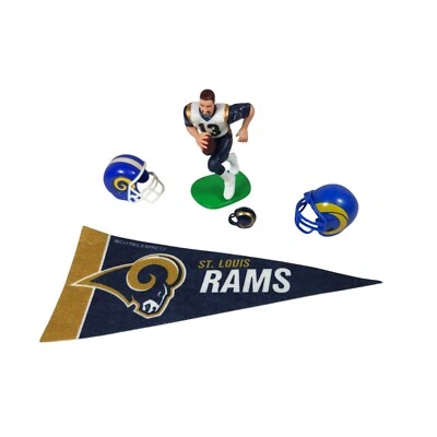 St. Louis LA Rams NFL Fútbol Regalo Lote Kurt Warner Figura, Cascos, Banderín Foto 1 de 4