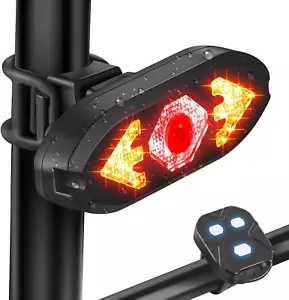 Smart Bike Tail Light USB Rechargeable Bicycle Turn Signals with Remote Control - Picture 1 of 12