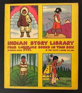 Native American Vintage 1935 Indian Story Library Children's Books Set of 4 Box  - Picture 1 of 8