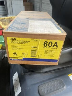 Interruptor de seguridad Square D D222N 60 Amp 240v fusible tipo 1Ph desconexión Foto 1 de 3