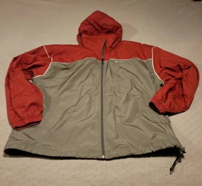 Men's Red and Tan Reebok Zip-Up Windbreaker, Front Pockets / Lined, Size Large  - Image 1 of 4