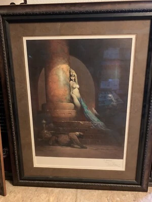 Frank Frazetta REINA EGIPCIA Firmado Impresión Pro Enmarcado Vidrio 40x32 Foto 1 de 4