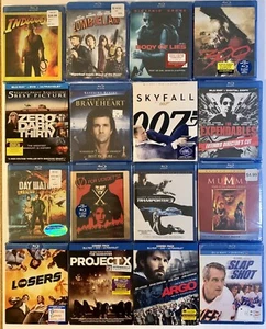 16 SEALED Action Movie Blu-Rays 007 Vendetta Braveheart 300 Mummy Indiana Jones+ - Picture 1 of 7