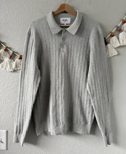 Maglione Wax London maglia verticale Oban Polo Henley maglia top preppy golf grigio XL - Foto 1 di 9
