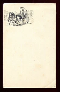 MENU ANCIEN . dessin original à la plume . voiture . calèche - Imagen 1 de 3