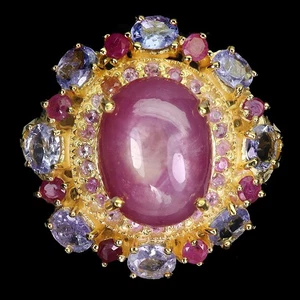 Black Friday 925 Sterling Silver Ring Oval Ruby 12x9mm Tanzanite Jewelry Size 8 - Picture 1 of 13