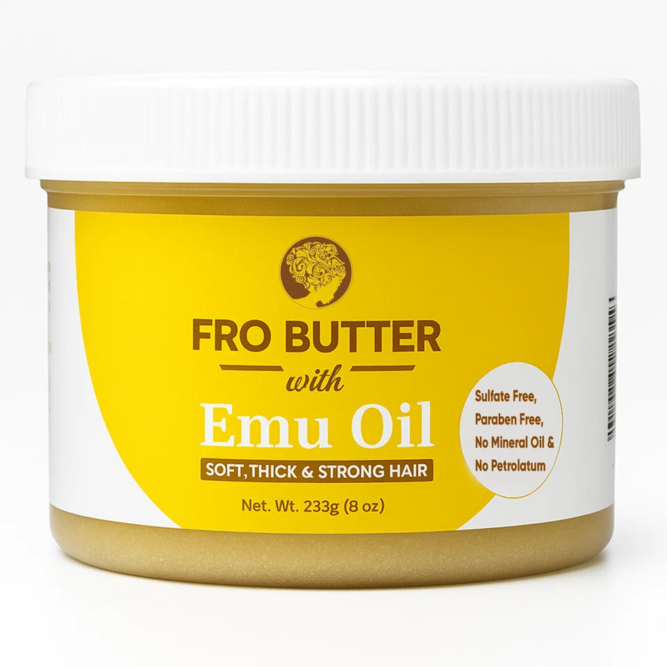Fro Butter EMU Oil Hair Growth Treatment Organic & Vegan 8oz Dry Damaged Shea