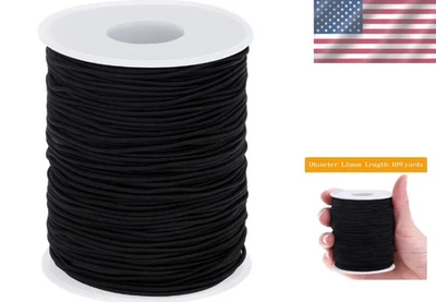 Versátil cordón elástico - ¡100 yardas de cuerda elástica negra para rebordear y más! Foto 1 de 3