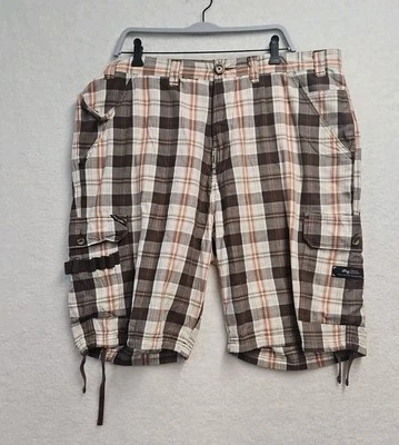LRG Roots and Equipment Mens Sz 42 Cargo Pockets Cotton Plaid Brad Shorts Y2K  - Image 1 of 4