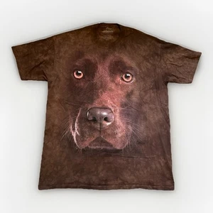 Camicia The Mountain taglia XL Chocolate Lab cane viso marrone lavaggio minerale maglietta - Foto 1 di 3