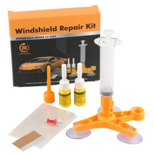 Kit Riparazione Vetro 2 in 1 Parabrezza Caduta Pietra Completo Adesivo DE - Foto 1 di 17