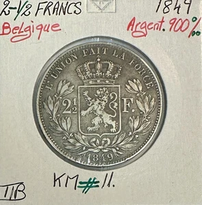 BELGIQUE - 2 FRANCS 1/2 (1849) - Pièce de Monnaie en Argent // TTB - Picture 1 of 2