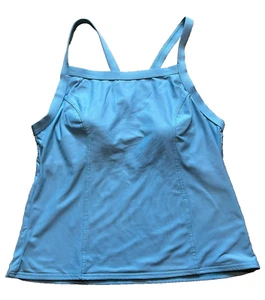 LL Bean Tankini Top Swim Turquoise Aqua Blue Spaghetti Strap Womens 8 Regular - Picture 1 of 6
