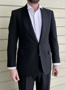 Vintage Hickey Freeman Black Shawl Collar Lapel Tuxedo Formal Suit, Size 38/39 M - Picture 1 of 24
