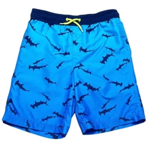 Lands End Swim Trunks Boys Size M (10/12) Blue Hammerhead Shark Mesh Lined - Picture 1 of 3