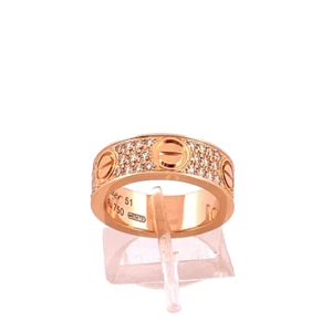 Cartier LOVE 18K Rose Gold & Diamonds 6.5 MM Band Ring US Size 5.75 - Picture 1 of 11