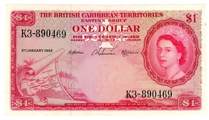 Territori caraibici britannici... P-7c... 1 dollaro... 1959... a scelta *XF* - Foto 1 di 2