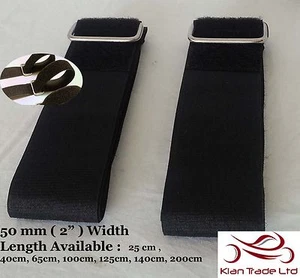 2x HOOK LOOP ADJUSTABLE STRAPS METAL BUCKLE CABLE travel LUGGAGE TIE DOWN - Picture 1 of 2